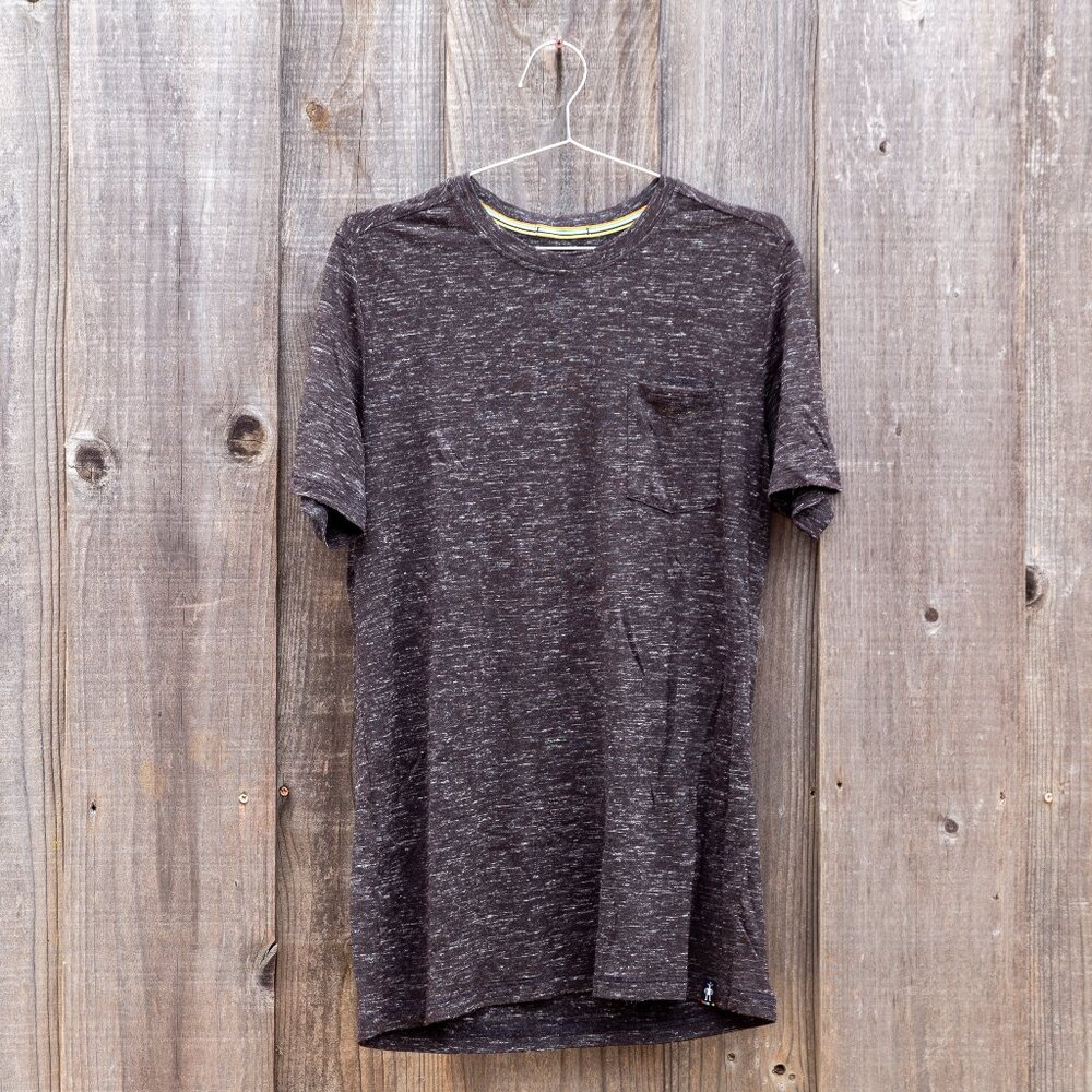 Men's Merino Hemp Blend Pocket Tee, Medium, Black Heather